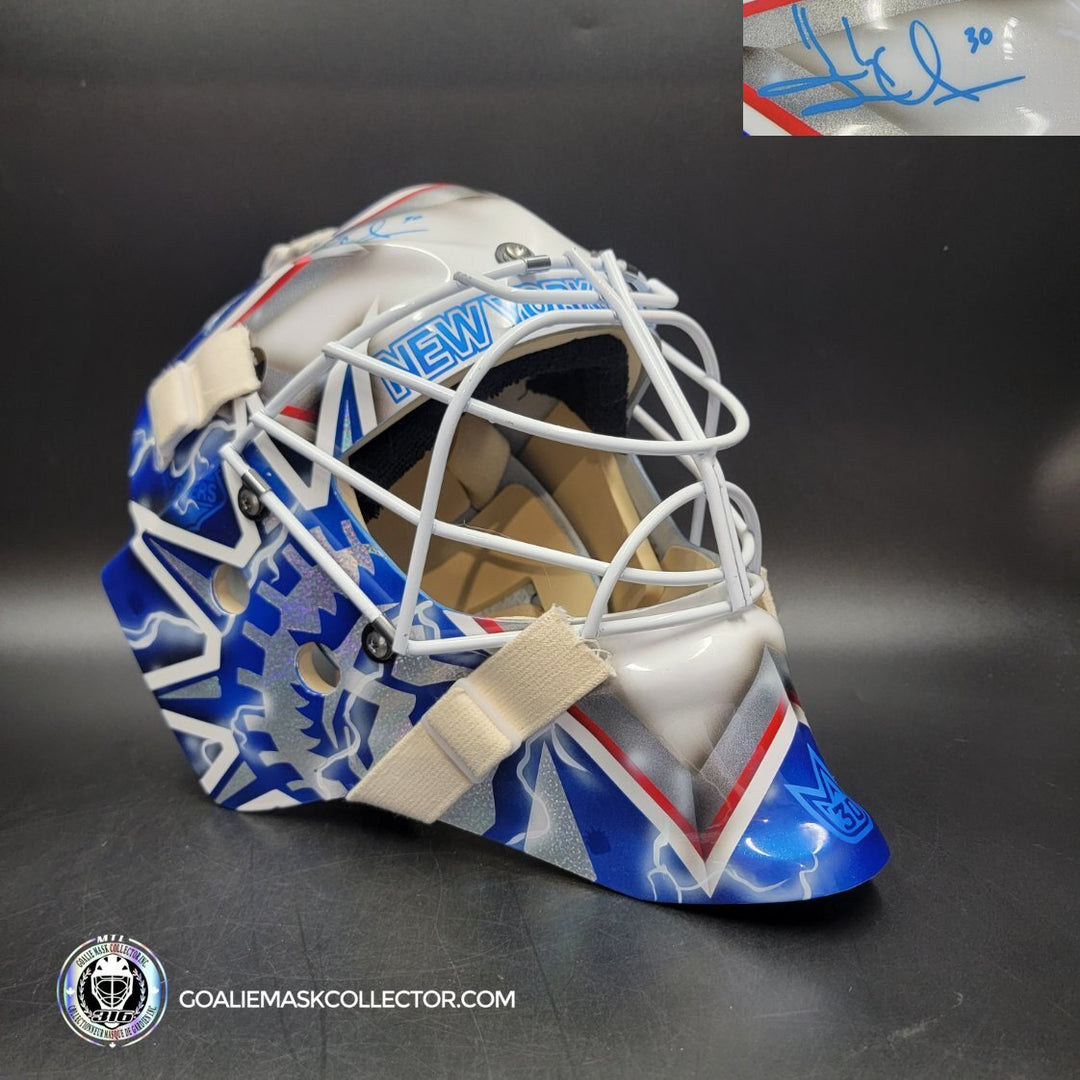 Henrik Lundqvist Signed Goalie Mask 2018 New York WHITE Edition Autographed Signature Edition Tribute