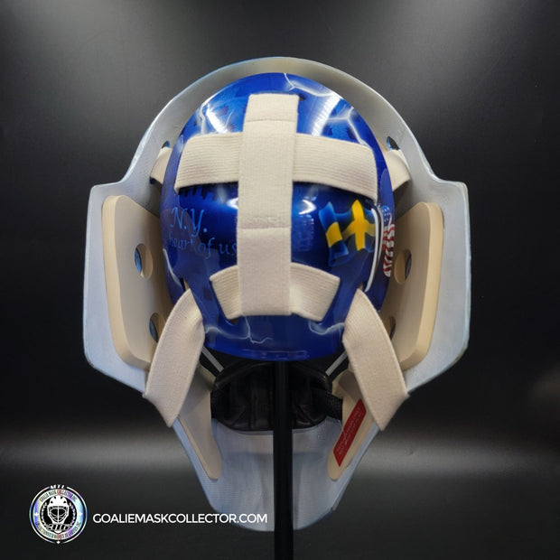 Henrik Lundqvist Signed Goalie Mask 2018 New York WHITE Edition Autographed Signature Edition Tribute
