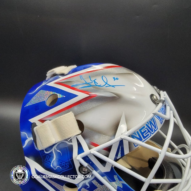 Henrik Lundqvist Signed Goalie Mask 2018 New York WHITE Edition Autographed Signature Edition Tribute