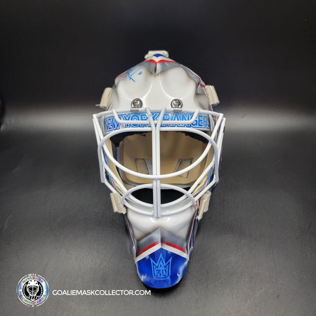 Henrik Lundqvist Signed Goalie Mask 2018 New York WHITE Edition Autographed Signature Edition Tribute