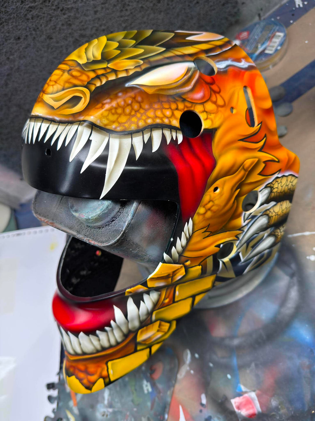 custom painted motorcycle helmets las vegas Presale: Adin Hill Goalie Mask Unsigned 2025-26 Las Vegas Dragon Head – Goalie Mask Collector