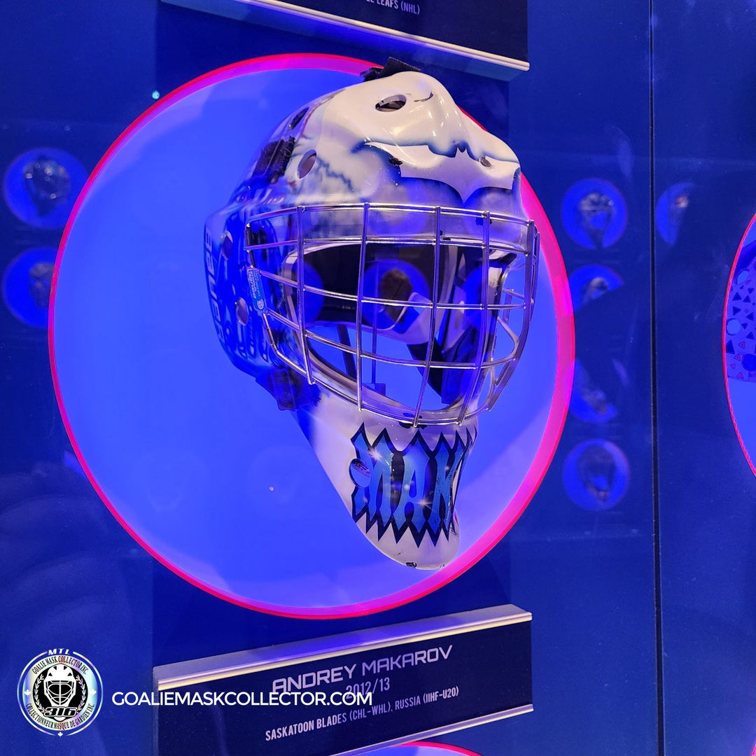 Andrey Makarov Goalie Mask Saskatoon Blades 2012/13 HHOF Hockey Hall of Fame. Goalie Mask Collector.