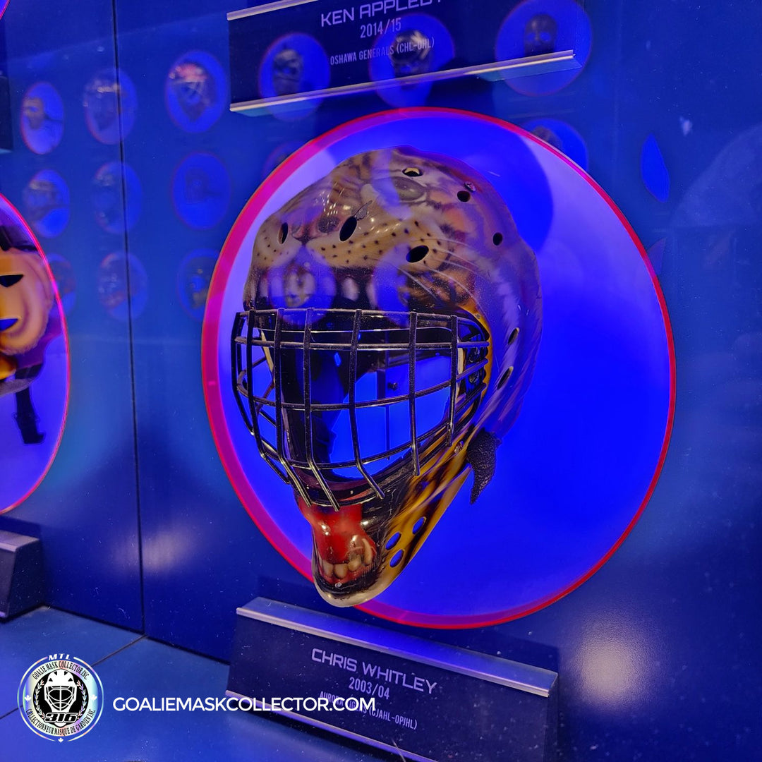 Chris Whitley Goalie Mask Aurora Tigers 2003/04 HHOF Hockey Hall of Fame. Goalie Mask Collector.