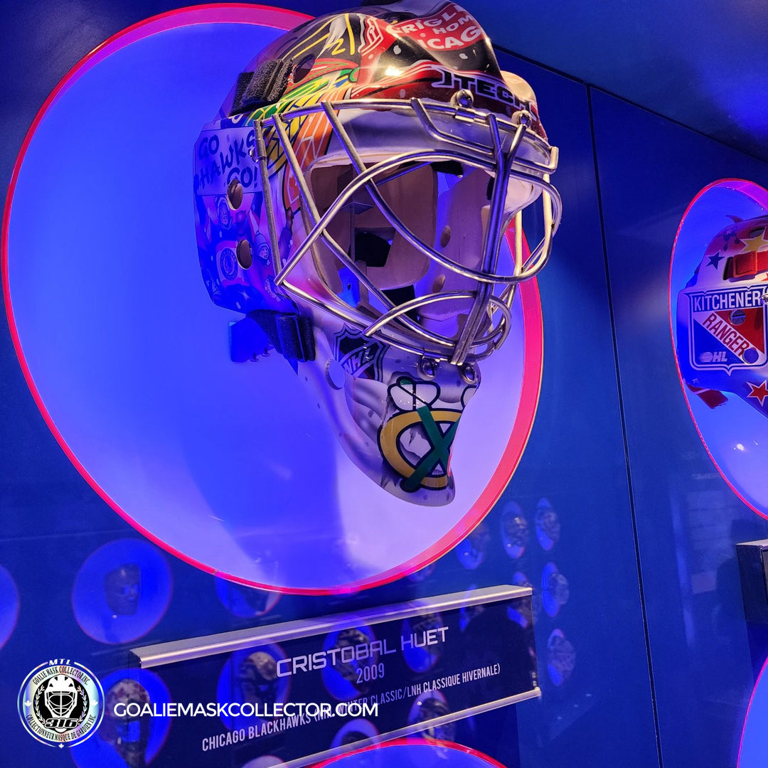Christobal Huet Goalie Mask Chicago Blackhawks 2009 HHOF Hockey Hall of Fame. Goalie Mask Collector.
