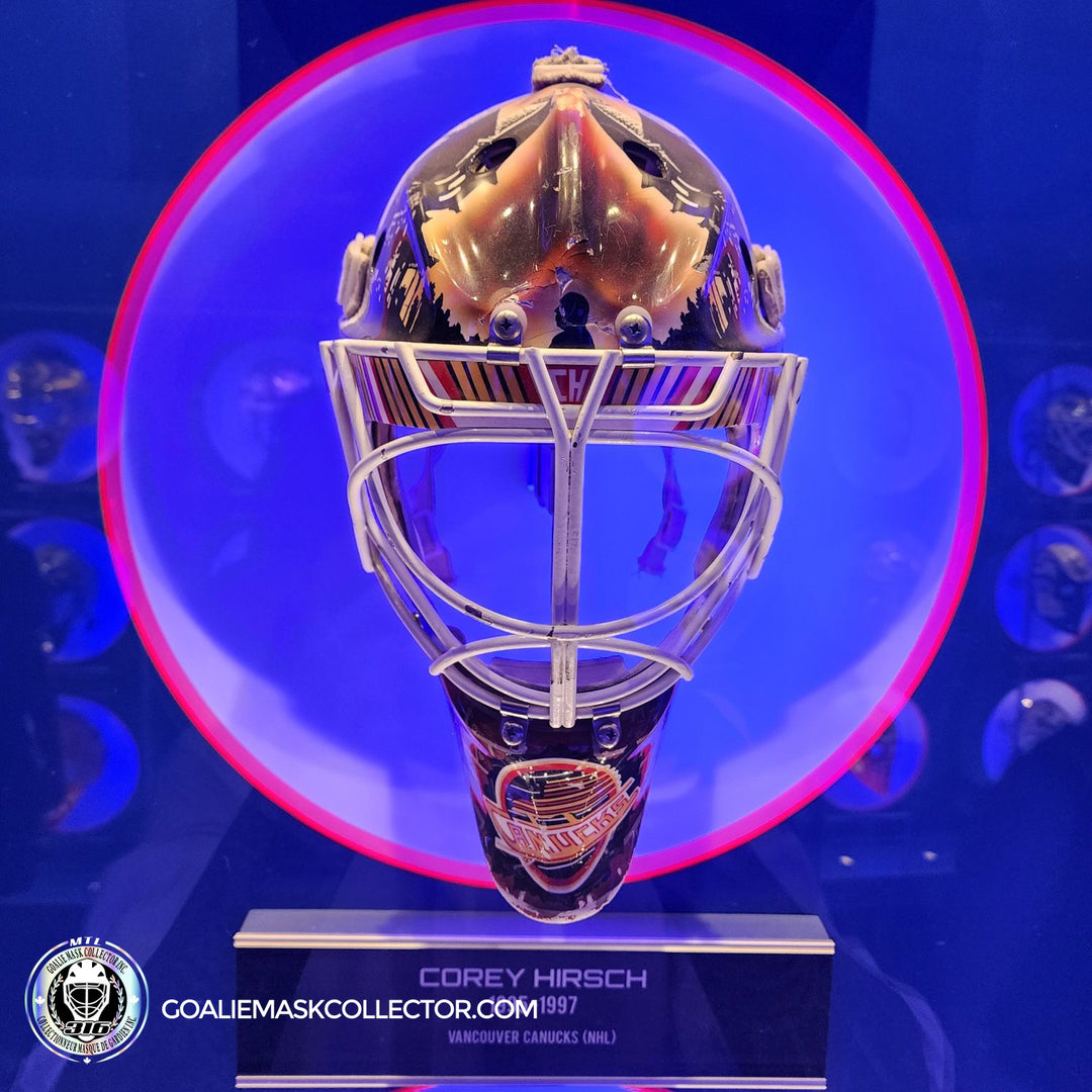 Corey Hirsch Goalie Mask Vancouver Canucks 1997 HHOF Hockey Hall of Fame. Goalie Mask Collector.