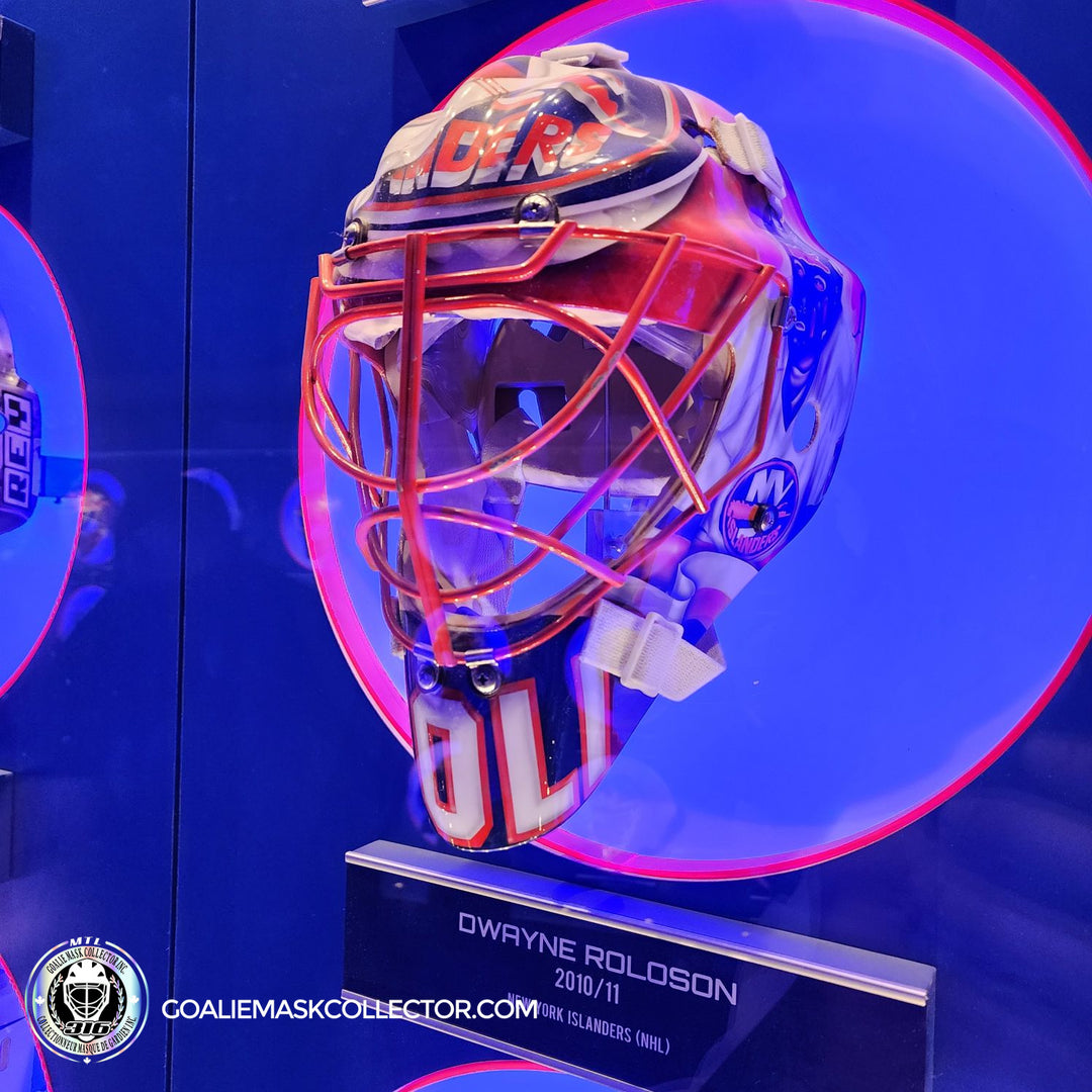 Dwayne Roloson Goalie Mask New York Islanders 2010/11 HHOF Hockey Hall of Fame. Goalie Mask Collector.
