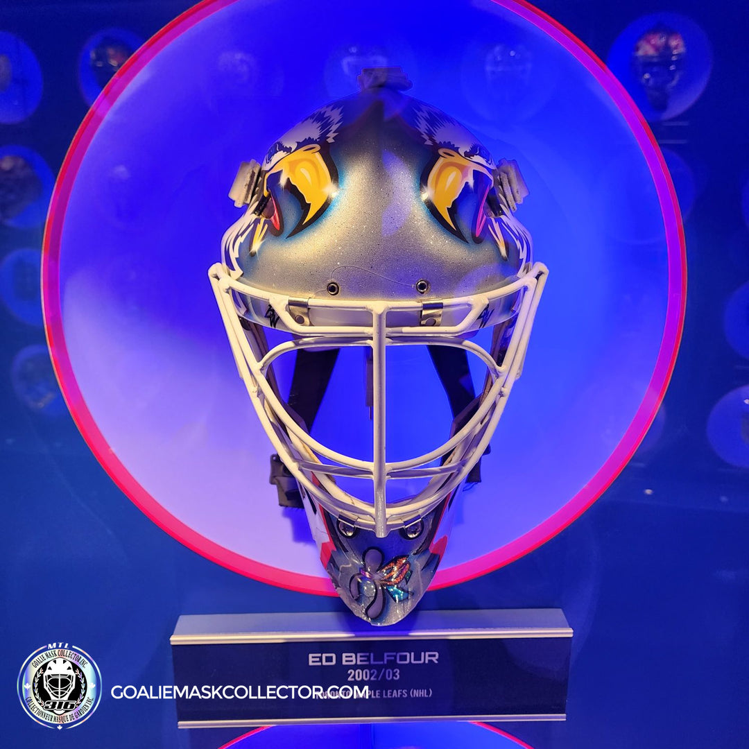 Ed Belfour Goalie Mask Toronto Maple Leafs 2002/03 HHOF Hockey Hall of Fame. Goalie Mask Collector.