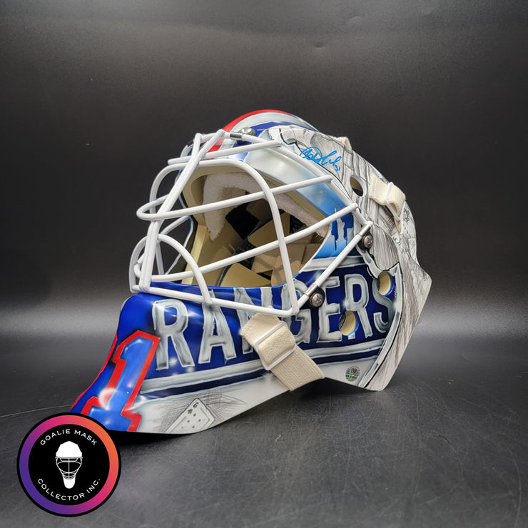 Igor Shesterkin Signed Goalie Mask New York 2022 Lundqvist Tribute Autographed Signature Edition Tribute
