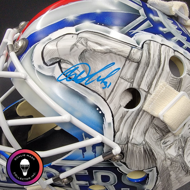 Igor Shesterkin Signed Goalie Mask New York 2022 Lundqvist Tribute Autographed Signature Edition Tribute