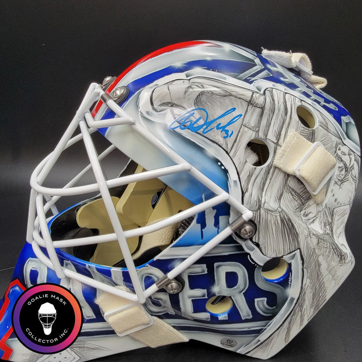 Igor Shesterkin Signed Goalie Mask New York 2022 Lundqvist Tribute Autographed Signature Edition Tribute