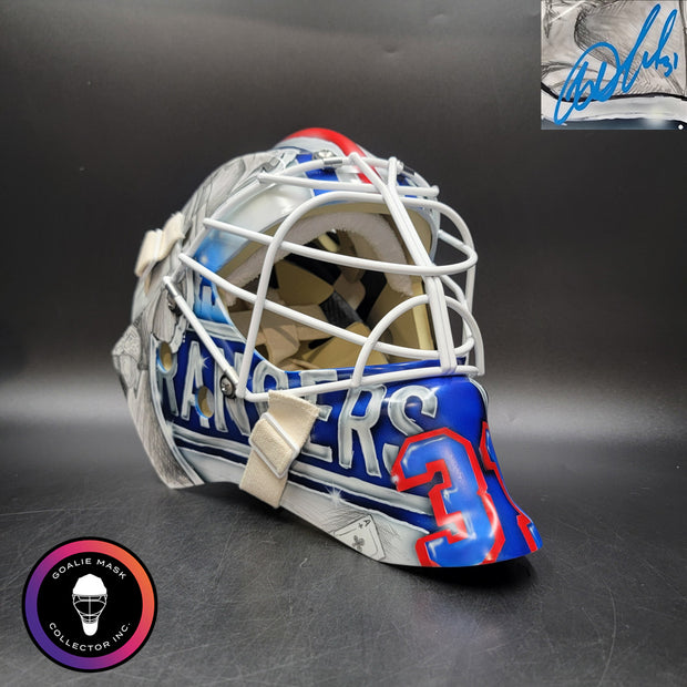 Igor Shesterkin Signed Goalie Mask New York 2022 Lundqvist Tribute Autographed Signature Edition Tribute
