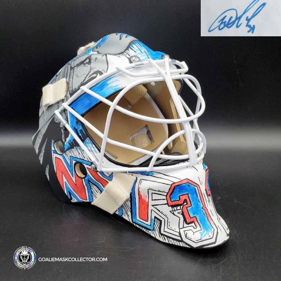 Igor Shesterkin Signed Goalie Mask New York 2022-23 Comic Book in Matte Finish Autographed Signature Edition