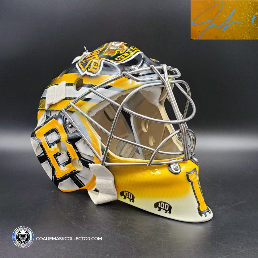 Jeremy Swayman Signed Goalie Mask 2023 24 Boston 100 Year Centennial Tribute Signature Edition. Goalie Mask Collector.