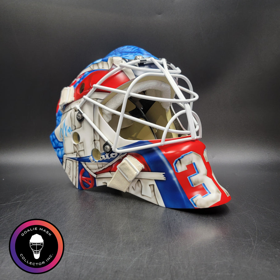 Jacob Fowler Goalie Mask Unsigned 2026 Montreal Blue Alligator Tribute