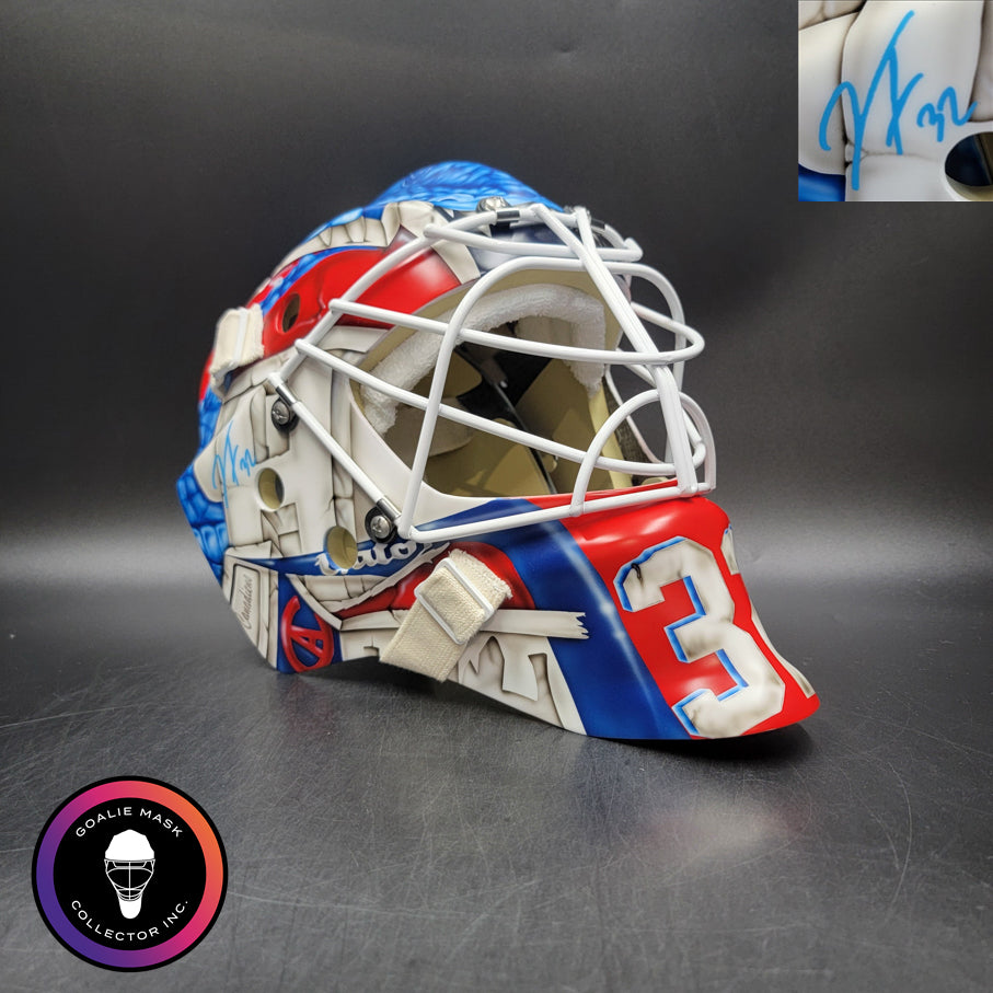Jacob Fowler Signed Goalie Mask 2026 Montreal Alligator Signature Edition Tribute. Goalie Mask Collector.