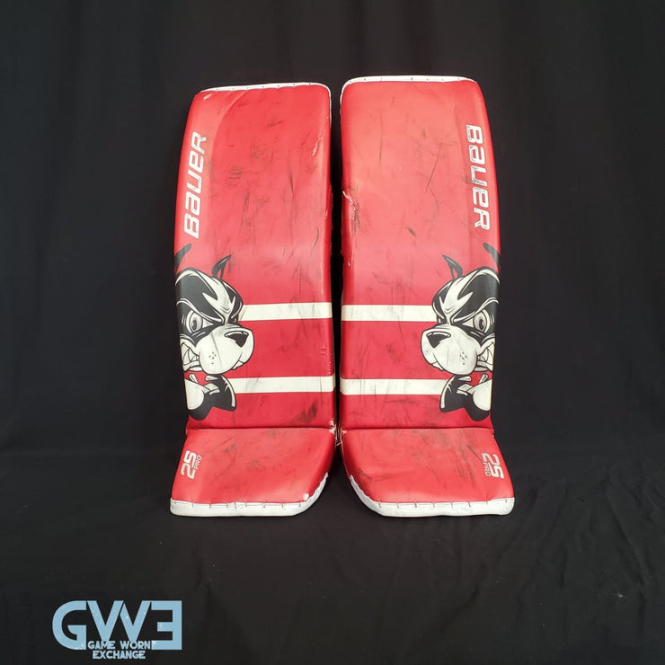 Jake Oettinger Game Worn Used Goalie Pads & Glove Set 2018-19 Boston University BU Last Season AS-03151