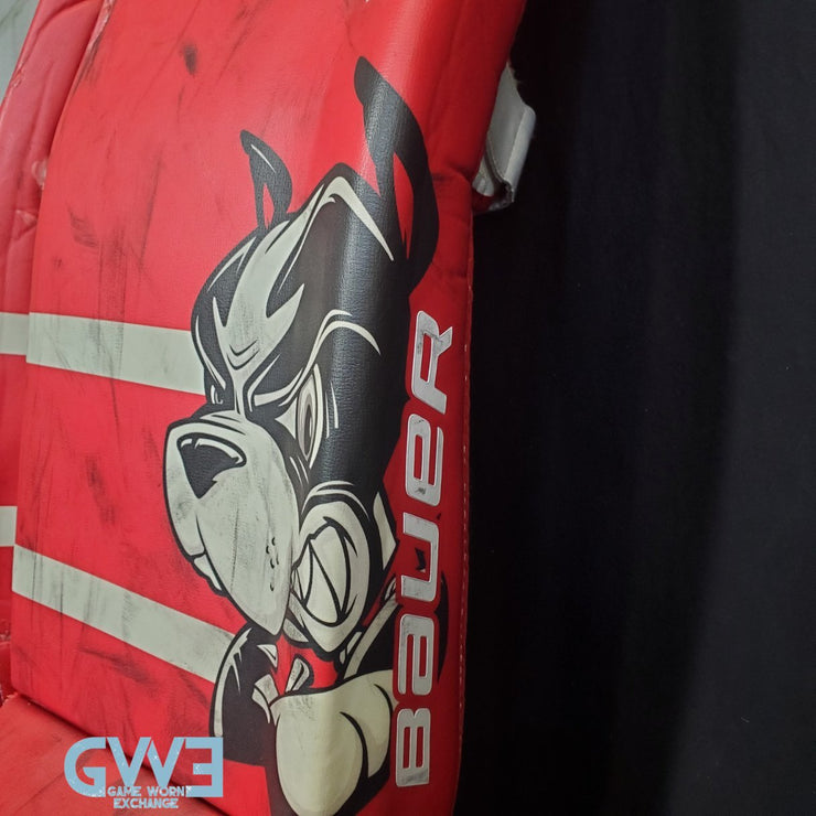 Jake Oettinger Game Worn Used Goalie Pads & Glove Set 2018-19 Boston University BU Last Season AS-03151