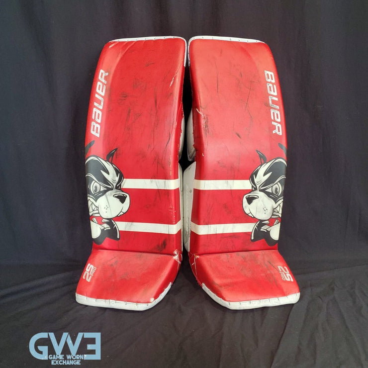 Jake Oettinger Game Worn Used Goalie Pads & Glove Set 2018-19 Boston University BU Last Season AS-03151