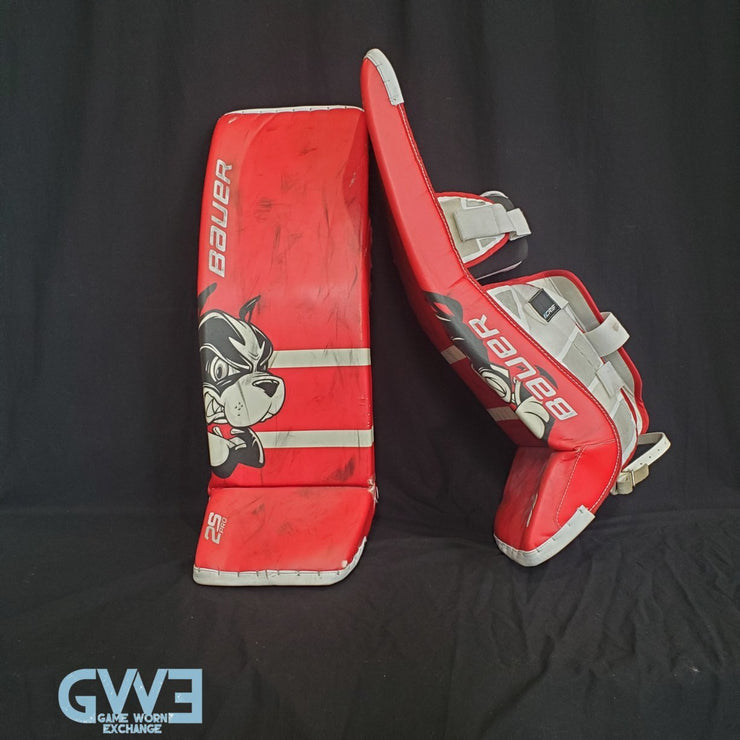 Jake Oettinger Game Worn Used Goalie Pads & Glove Set 2018-19 Boston University BU Last Season AS-03151