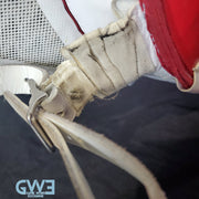 Jake Oettinger Game Worn Used Goalie Pads & Glove Set 2018-19 Boston University BU Last Season AS-03151