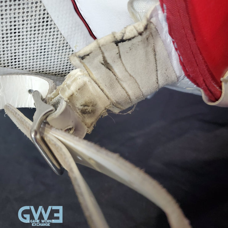 Jake Oettinger Game Worn Used Goalie Pads & Glove Set 2018-19 Boston University BU Last Season AS-03151