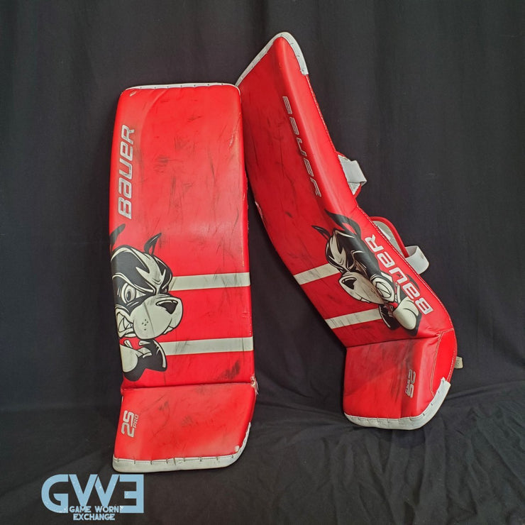 Jake Oettinger Game Worn Used Goalie Pads & Glove Set 2018-19 Boston University BU Last Season AS-03151