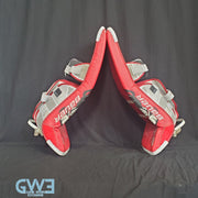 Jake Oettinger Game Worn Used Goalie Pads & Glove Set 2018-19 Boston University BU Last Season AS-03151