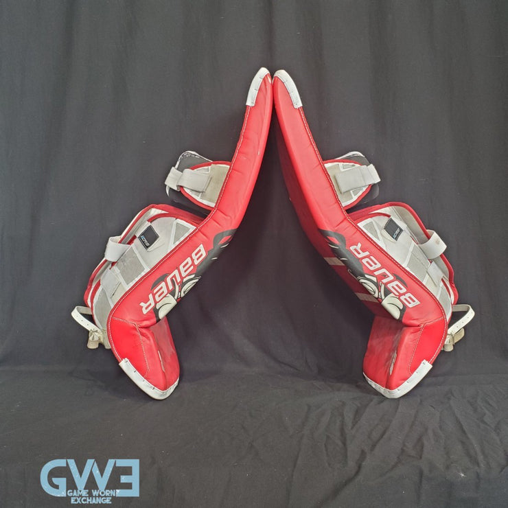 Jake Oettinger Game Worn Used Goalie Pads & Glove Set 2018-19 Boston University BU Last Season AS-03151