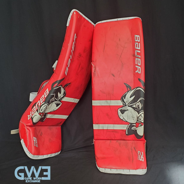 Jake Oettinger Game Worn Used Goalie Pads & Glove Set 2018-19 Boston University BU Last Season AS-03151