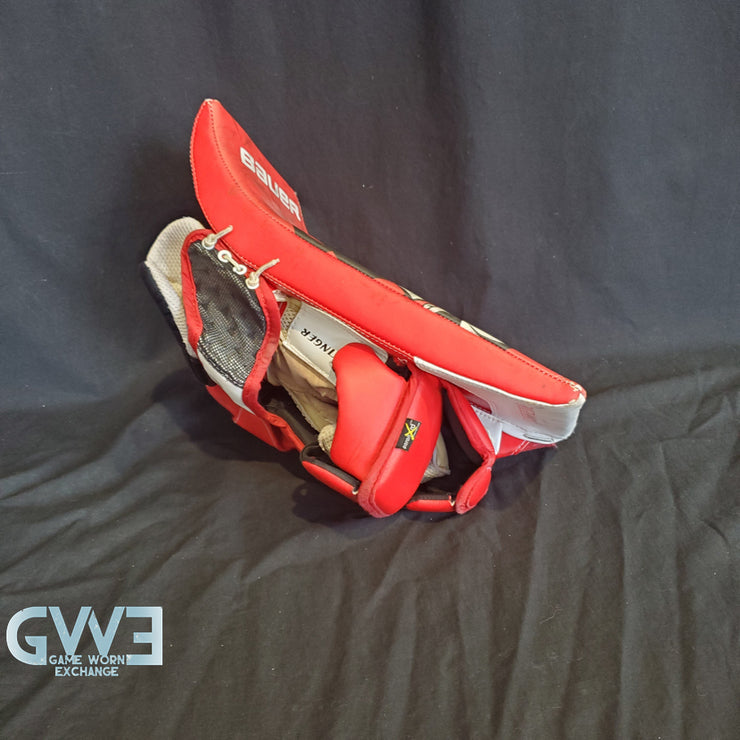 Jake Oettinger Game Worn Used Goalie Pads & Glove Set 2018-19 Boston University BU Last Season AS-03151