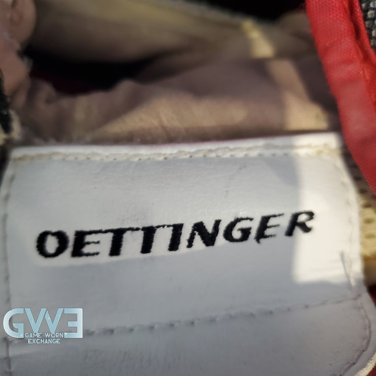 Jake Oettinger Game Worn Used Goalie Pads & Glove Set 2018-19 Boston University BU Last Season AS-03151