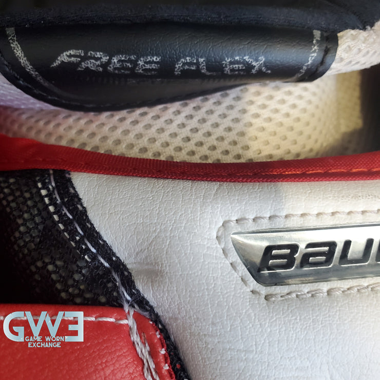Jake Oettinger Game Worn Used Goalie Pads & Glove Set 2018-19 Boston University BU Last Season AS-03151