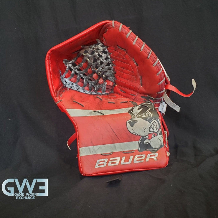 Jake Oettinger Game Worn Used Goalie Pads & Glove Set 2018-19 Boston University BU Last Season AS-03151