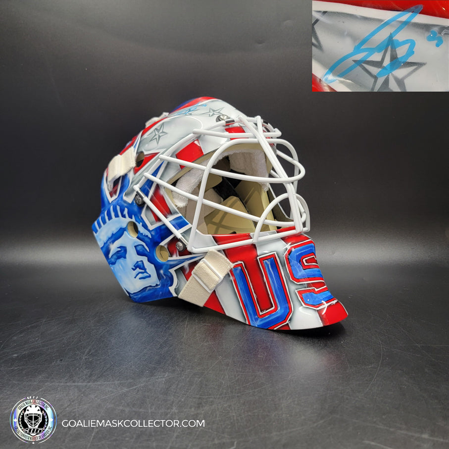 Jake Oettinger Signed Goalie Mask 2025 4 Nations Team USA Signature Edition. Goalie Mask Collector.