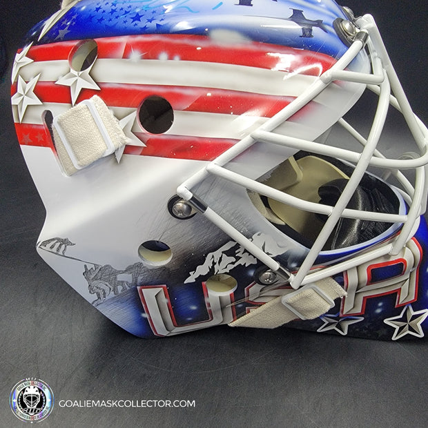 Jeremy Swayman Signed Goalie Mask 2025 4 Nations Team USA Signature Edition Autographed
