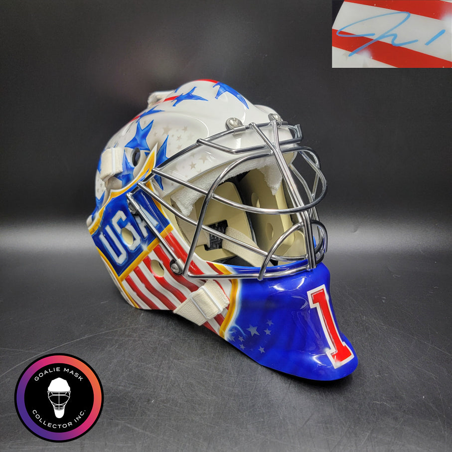 Jeremy Swayman Signed Goalie Mask 2026 OLYMPICS Team USA Signature Edition. Goalie Mask Collector.