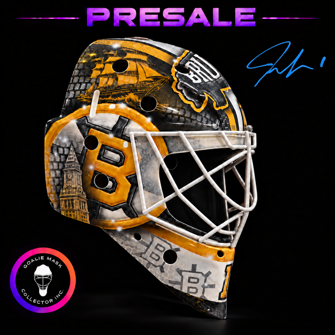 Jeremy Swayman Signed Goalie Mask 2027 Boston History Tribute Signature Edition. Goalie Mask Collector.