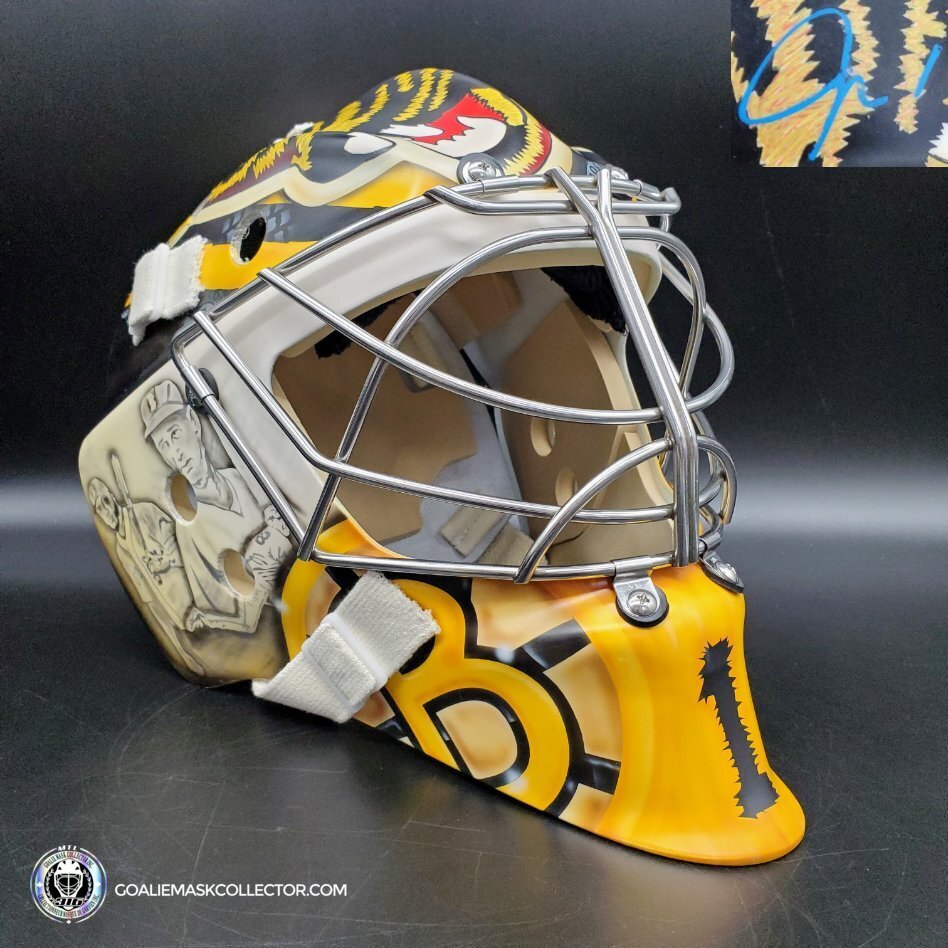 Jeremy Swayman Signed Goalie Mask 2022 2023 Boston Winter Classic Tribute Signature Edition. Goalie Mask Collector.