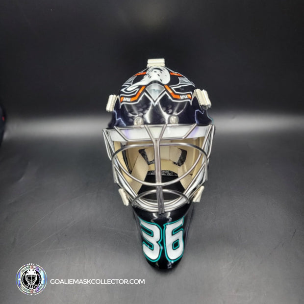 John Gibson Goalie Mask Unsigned 2017 Anaheim V2 Hebert 25th Anniversary Tribute