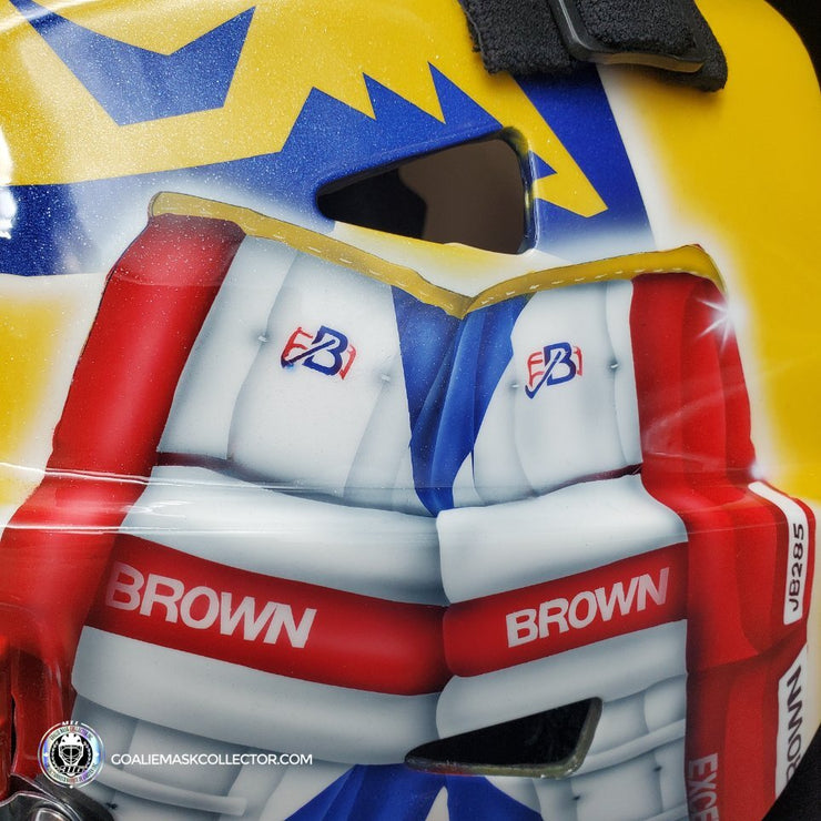 John Vanbiesbrouck Goalie Mask Unsigned "THE GEAR COLLECTION" Brown Pad Set Florida BEE316 Tribute