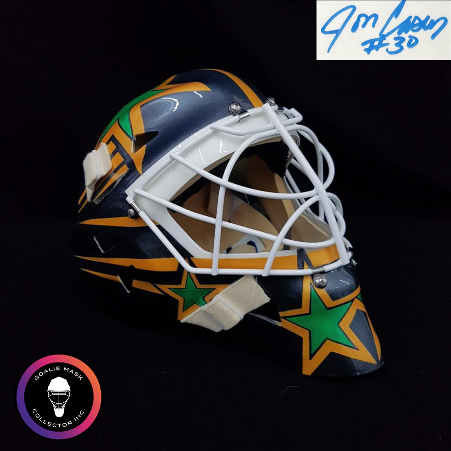 Jon Casey Signed Goalie Mask North Stars Minnesota Black Signature Edition Tribute. Goalie Mask Collector.