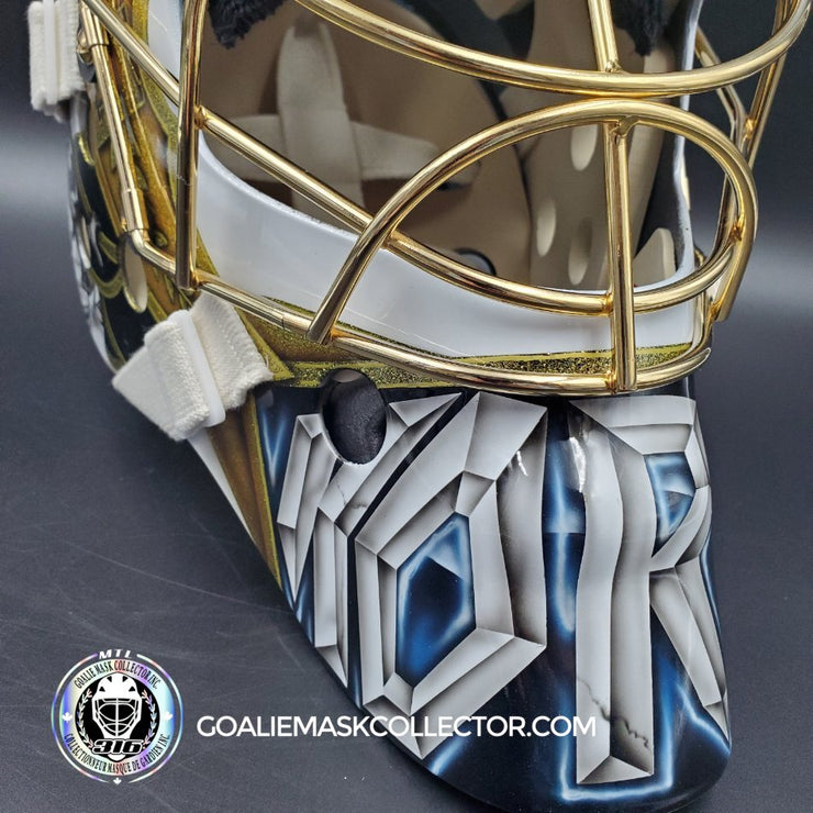 Joonas Korpisalo Unsigned Goalie Mask Premium Ottawa 2023-24 Tribute + 24K Gold Grill