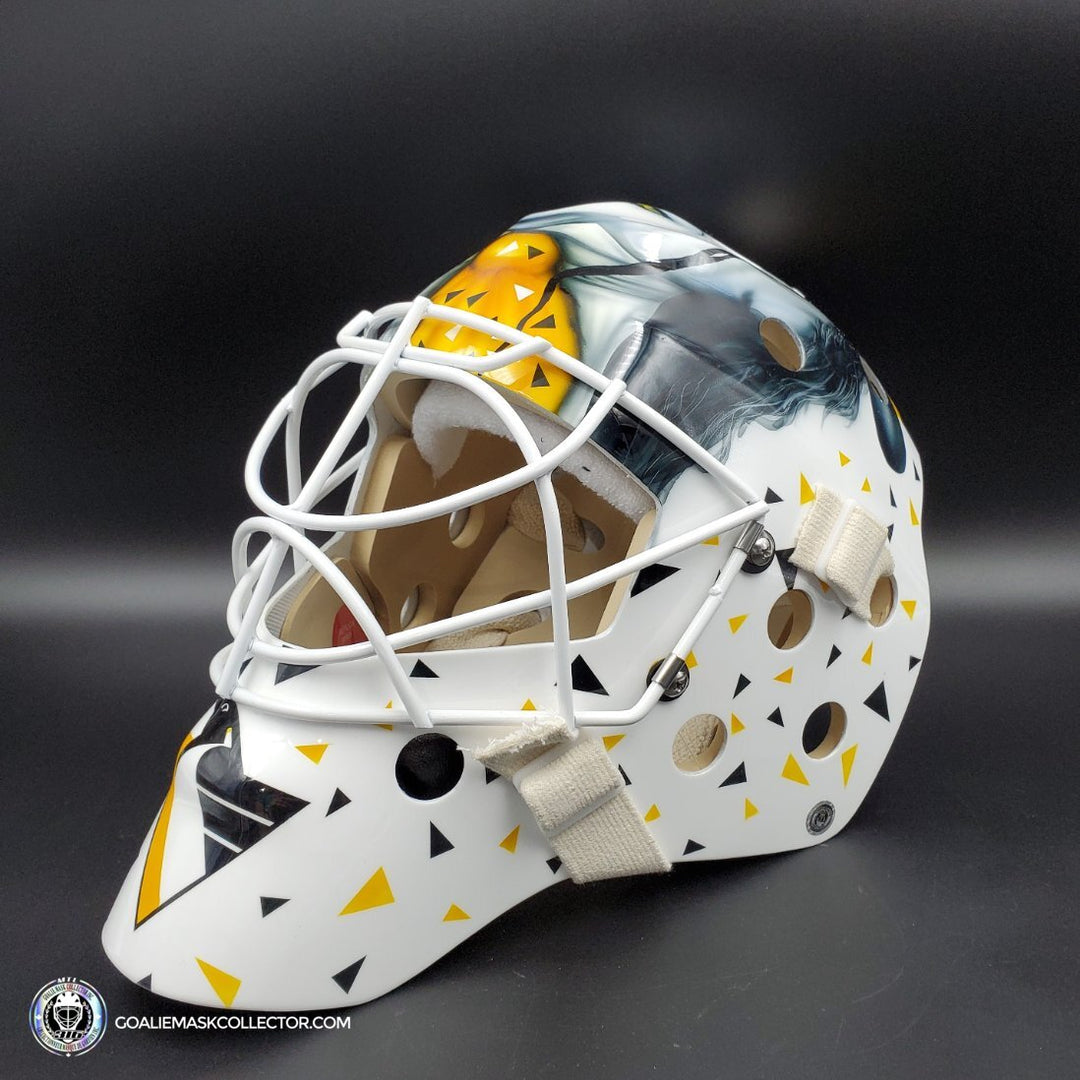 fantasy football helmet penguin Ken Wregget Unsigned Goalie Mask Pittsburgh Penguin Batman Returns Tri –  Goalie Mask Collector