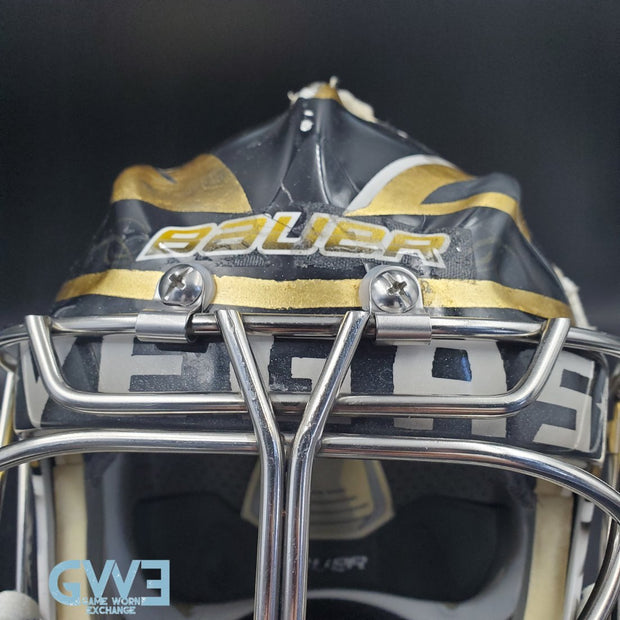 Logan Thompson Game Worn Goalie Mask 2021-22 Las Vegas Golden Knights Painted by Dave Fried Friedesigns on Bauer Shell Photomatched AS-03152