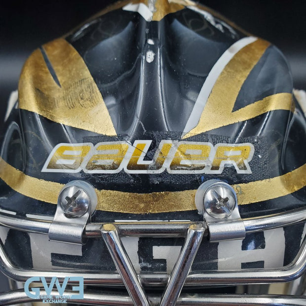 Logan Thompson Game Worn Goalie Mask 2021-22 Las Vegas Golden Knights Painted by Dave Fried Friedesigns on Bauer Shell Photomatched AS-03152