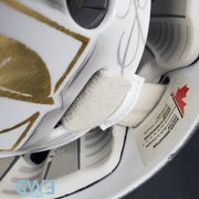 Logan Thompson Game Worn Goalie Mask 2021-22 Las Vegas Golden Knights Painted by Dave Fried Friedesigns on Bauer Shell Photomatched AS-03152