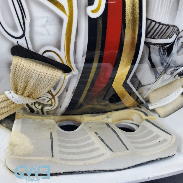 Logan Thompson Game Worn Goalie Mask 2021-22 Las Vegas Golden Knights Painted by Dave Fried Friedesigns on Bauer Shell Photomatched AS-03152