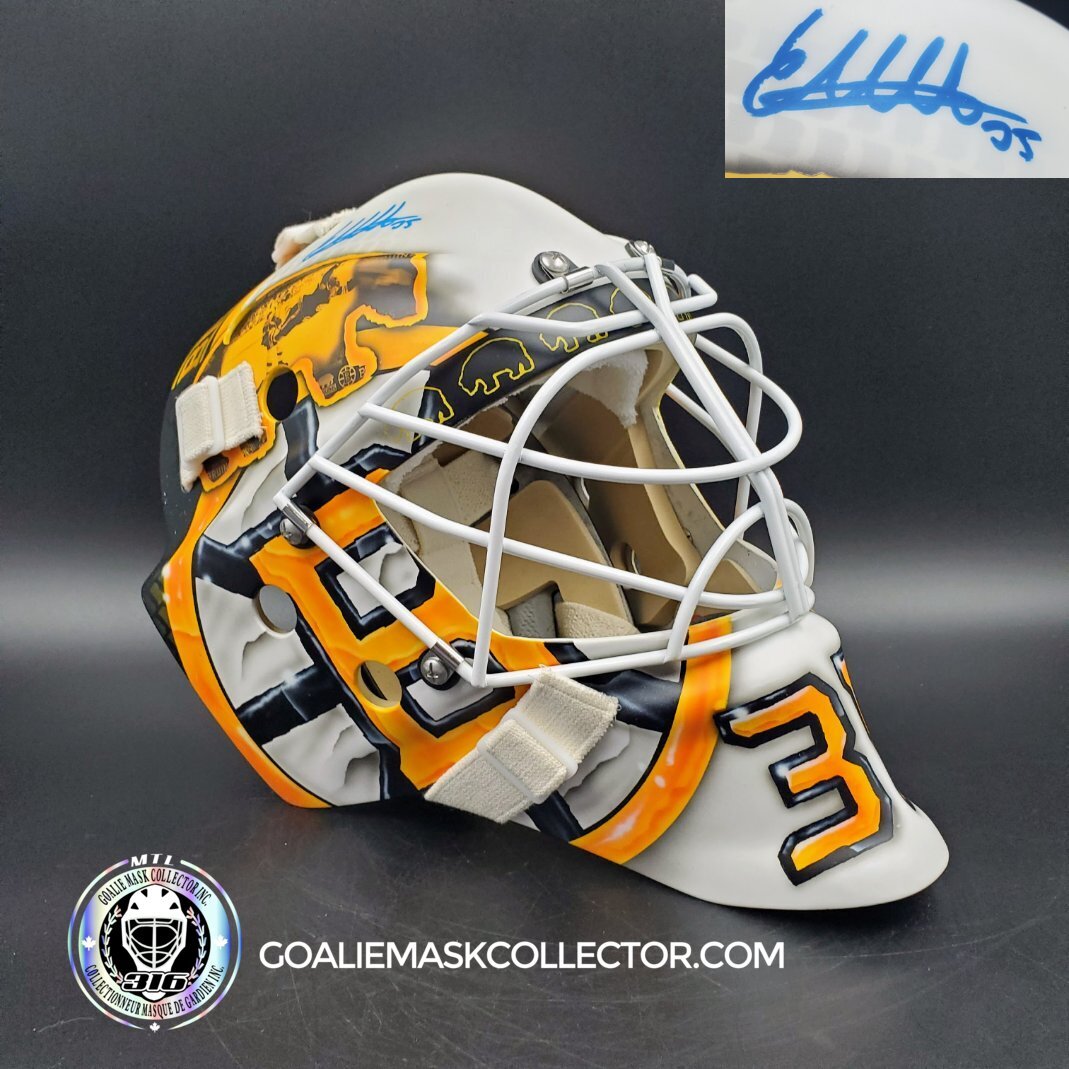 Linus Ullmark Signed Goalie Mask 2023-24 Boston CENTENNIAL Orr & Bergeron Tribute Signature Edition Autographed