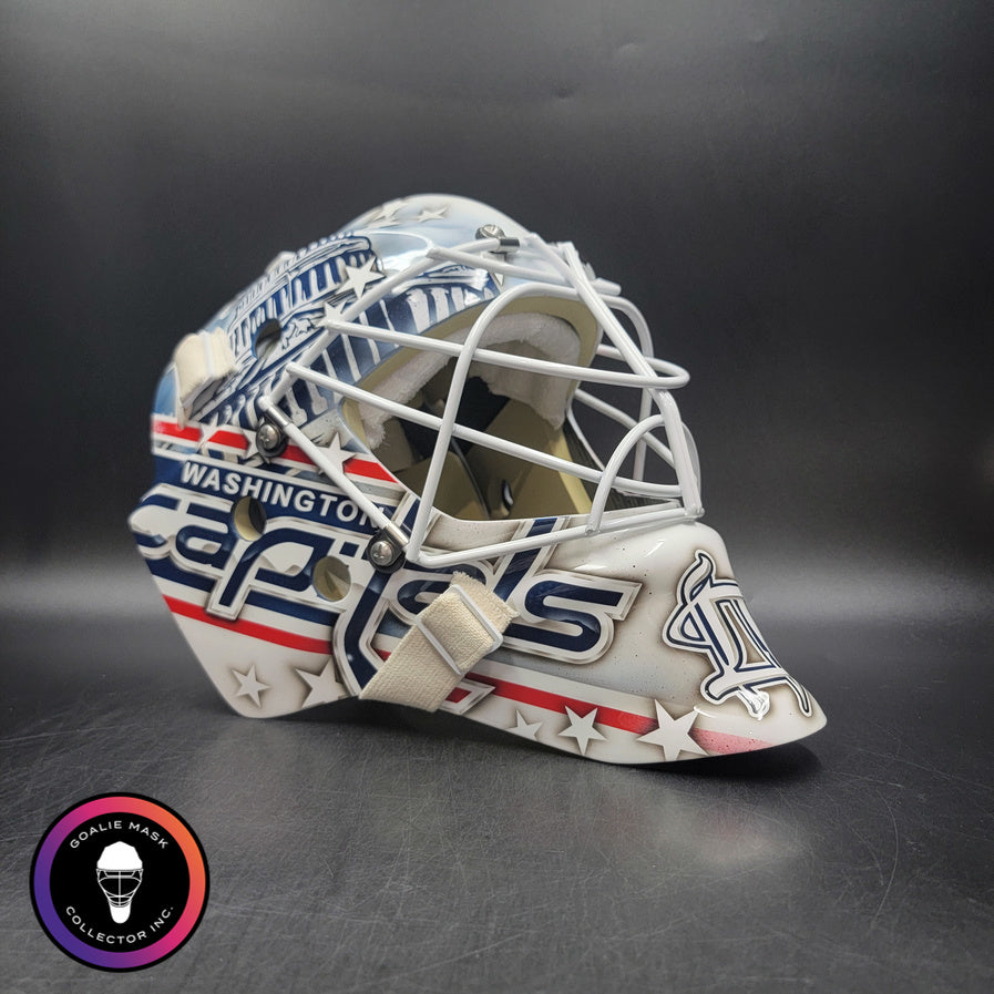Logan Thompson Goalie Mask Unsigned 2024-25 Washington Abraham Lincoln Backplate Tribute