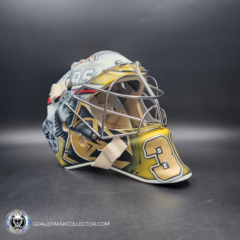 Logan Thompson Goalie Mask Unsigned Las Vegas 2023 EGYPTIAN Tribute